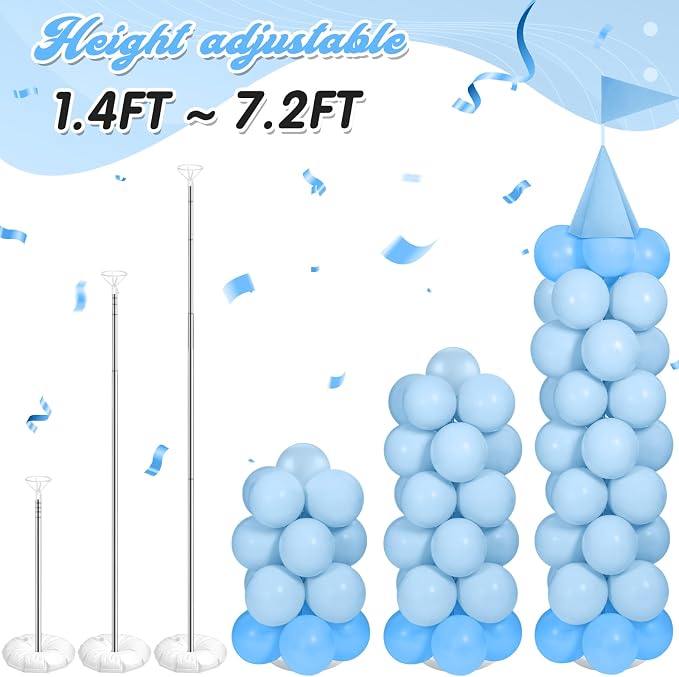 2 Sets Adjustable Blue Princess Castle Balloon Column Stand Kit Includes 140 - Image 7