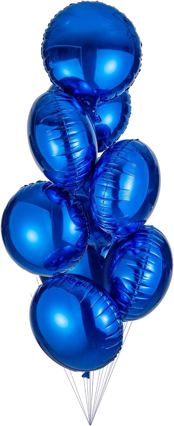 18" Blue Round Shaped Foil Balloons Mylar Helium Balloons - Image 6