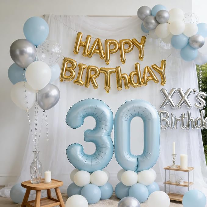 40 In Matte Blue Number Balloons Helium Foil Mylar Balloon Party Digital 36 | - Image 5