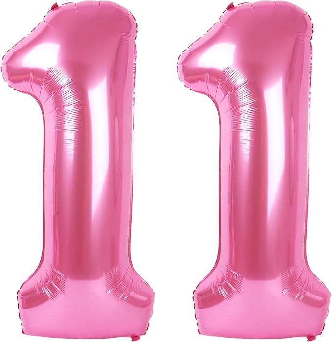 Jumbo Pink Number 11 Balloon 40 Inch, Mylar Foil Number 11 Balloons by Upgesy