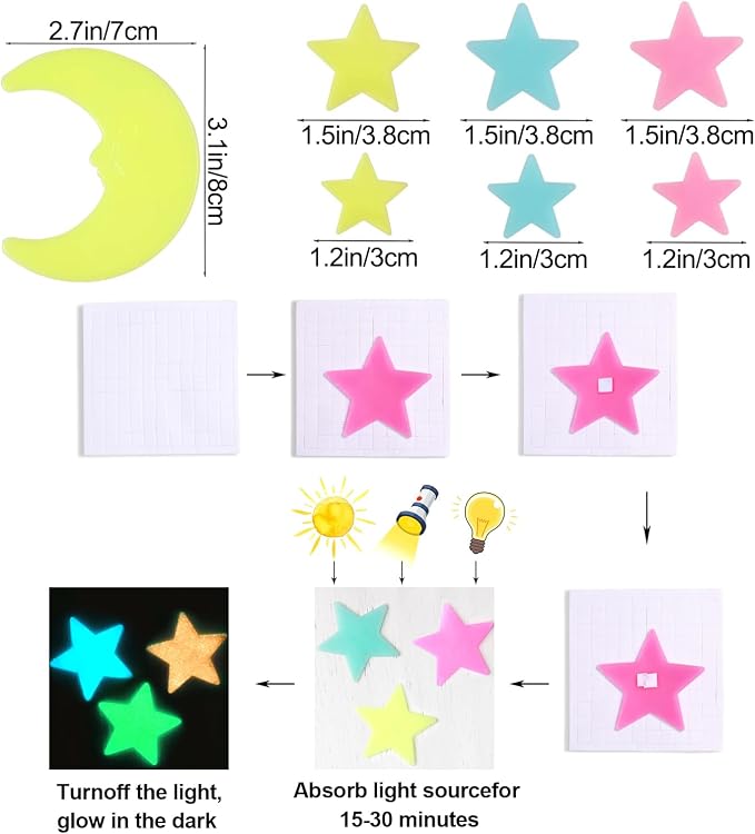 AM AMAONM Glow in The Dark Luminous Stars Fluorescent Noctilucent Plastic Wall - Image 7