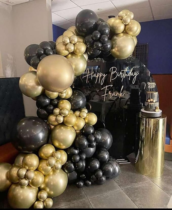 Black and Gold Balloons Garland Arch Kit 200Pcs - Image 7