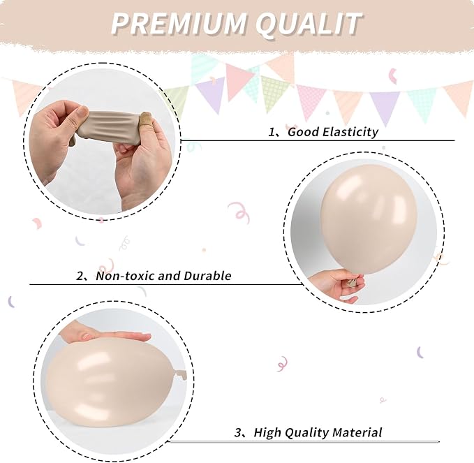 White Nude Double Balloons, Neutral Balloons Double Stuffed Beige Balloons - Image 7