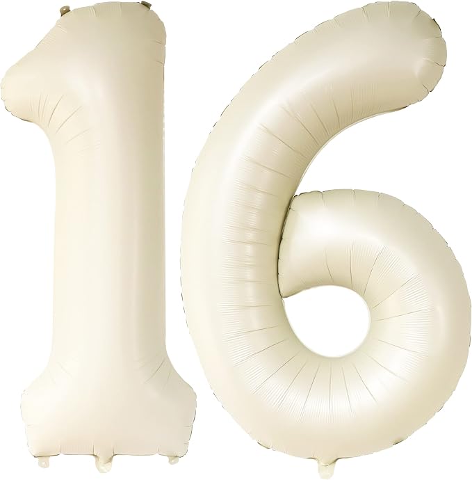 KatchOn Cream 16 Balloon Numbers 40 Inch | 16 Birthday Balloons, Sweet 16 - Image 8