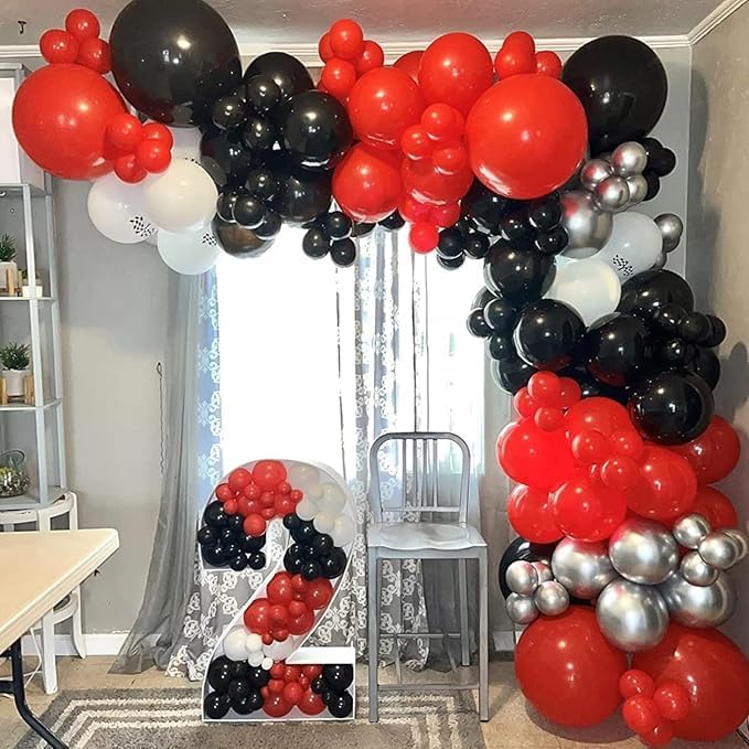 153Pcs Red and Black Balloons Garland Arch Kit - Image 7