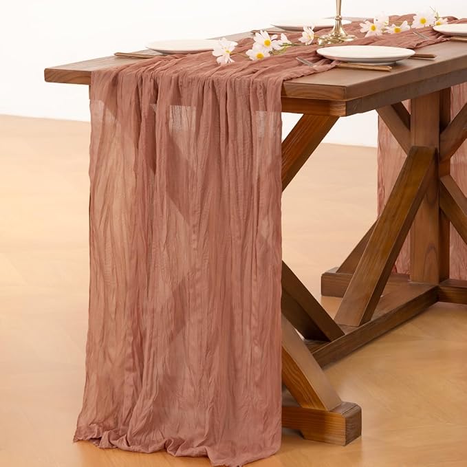 Cheesecloth Table Runner Summer Boho Wedding Birthday Party Home Decor | Dusty - Image 5