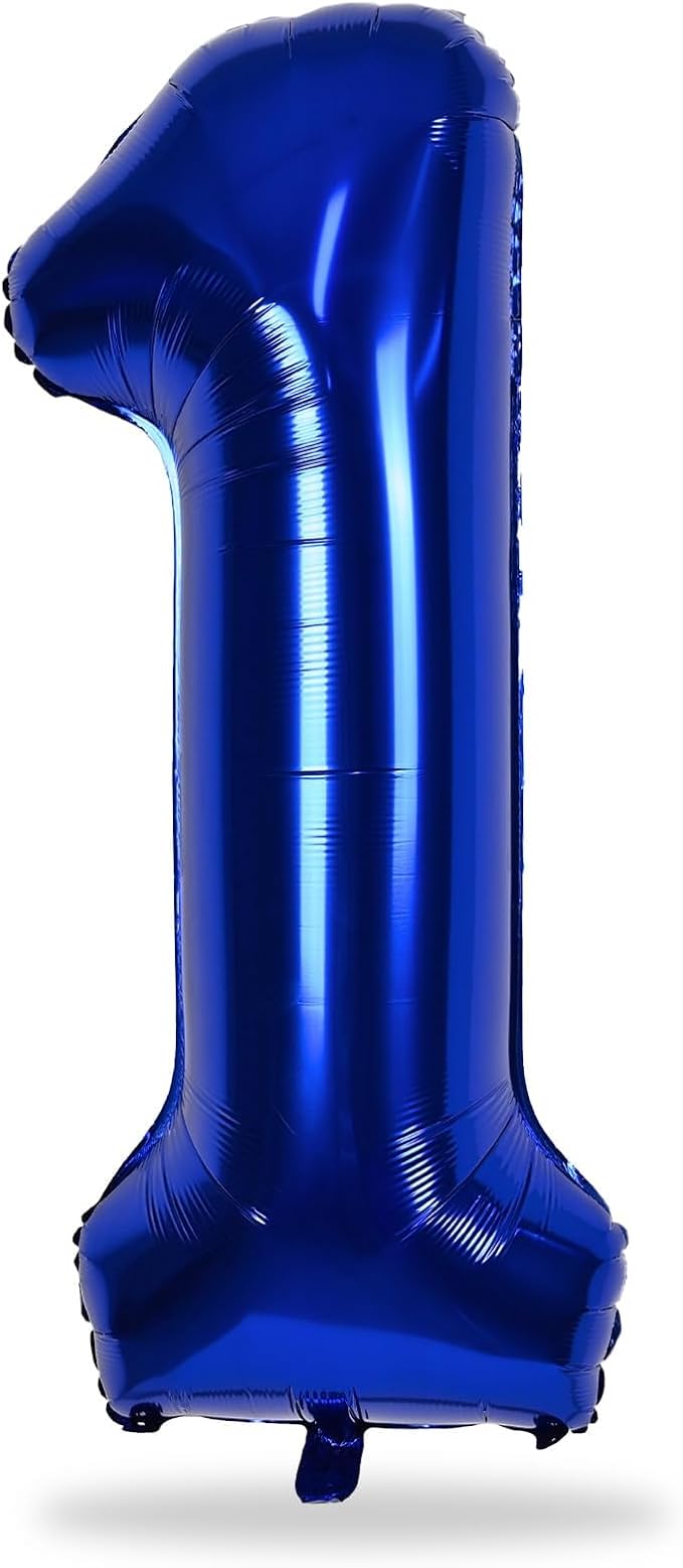 Navy Blue Number 1 Balloons, 40 In Large Dark Blue Number 1 Foil Helium Balloons - Image 8