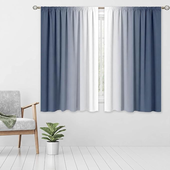 Blue and White Kitchen Curtains 2 Panels - Image 5