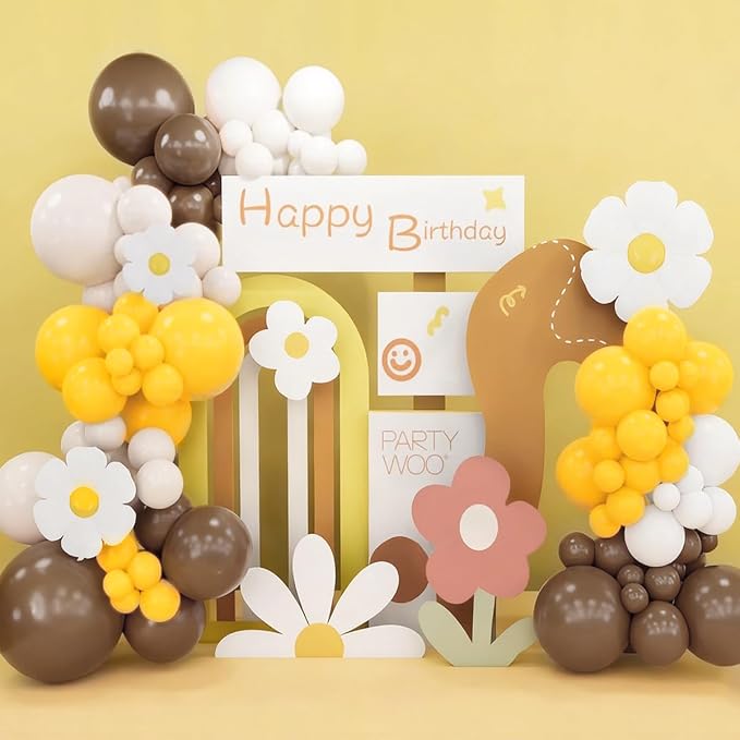 MEBAY Yellow Brown White Balloon Garland Arch Kit - Image 7