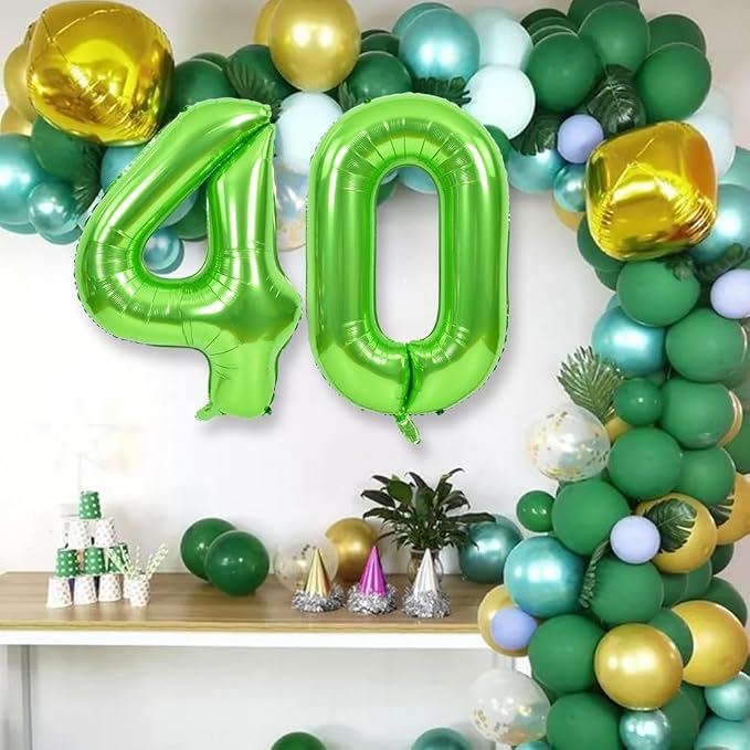 TONIFUL 40 Inch Green Number 40 Balloon Large Foil 40th Birthday Decoration | - Image 6