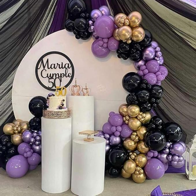 Purple and Black Balloon Arch Kit, 22 18 12 10 5 Inch Different Size Balloons - Image 6