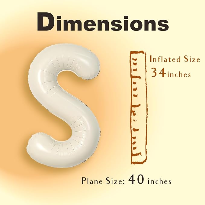 SUWEN 40 Inch Cream Large S Letter Balloons Big Foil Helium A-Z | Jumbo Mylar - Image 6