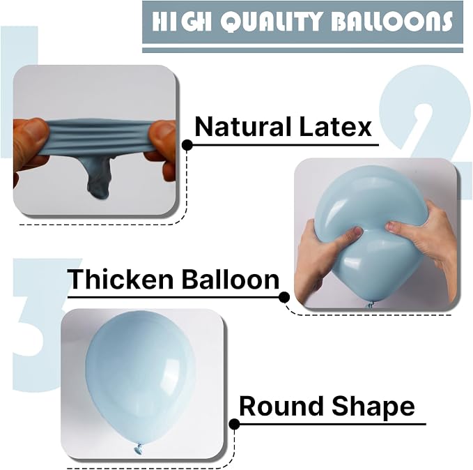 PartyWoo Dusty Blue Balloons 50pcs Light Blue Aqua Boho Color | 12 Inch Balloons - Image 8