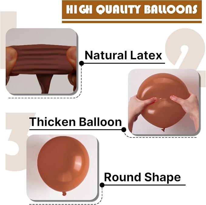 PartyWoo Dark Brown Balloons 50pcs Boho Neutral Coffee Tan Color | 12 Inch - Image 9