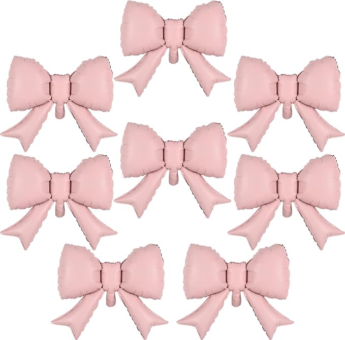 8pcs Pink Bow Foil Balloons - Image 7