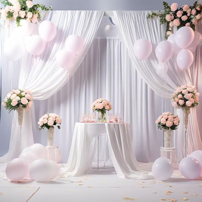 NSSONBEN 10x10 ft Wrinkle Free White Backdrop Curtains - Image 9
