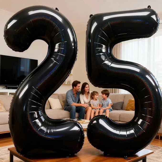 Laser Black Number 25 Balloons 40 Inch Giant Foil Mylar Balloons - Image 6