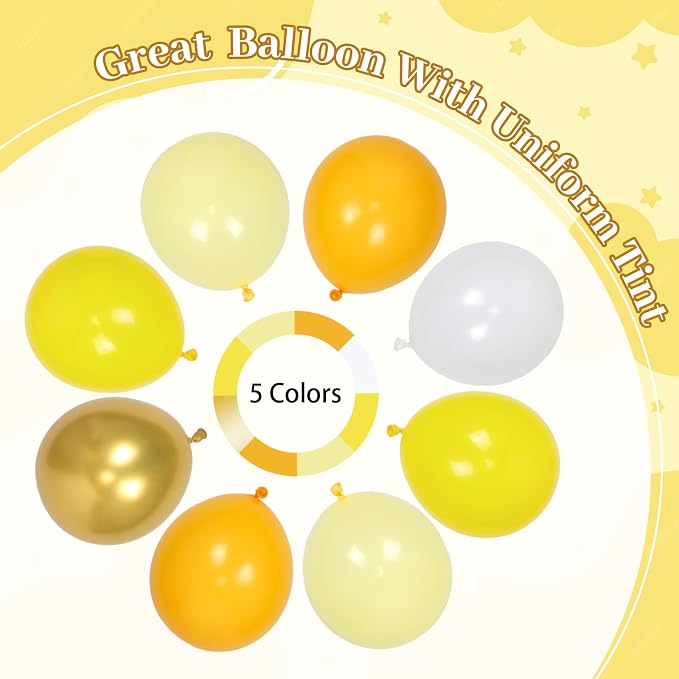 60pcs Yellow and White Balloons 12inch - Image 8
