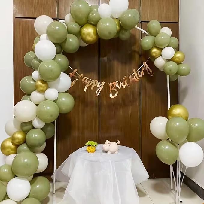 300 Pack Sage Green Gold and White Balloons 5 Inch Latex Green White Metallic - Image 5