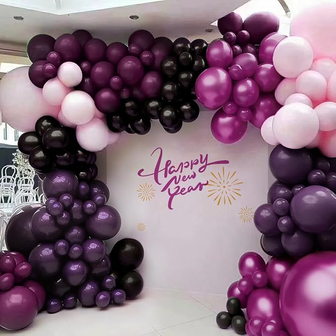 Dark Purple Black Pink Balloon Garland Arch Kit - Image 7