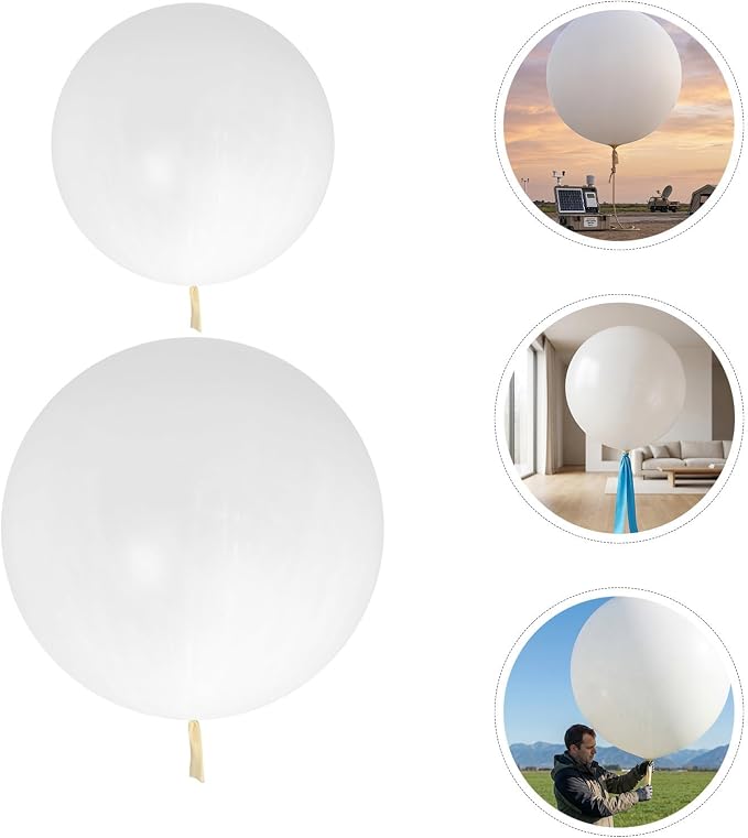 Beavorty 2pcs White Latex Jumbo Weather Balloons 48" and 72" - Image 9
