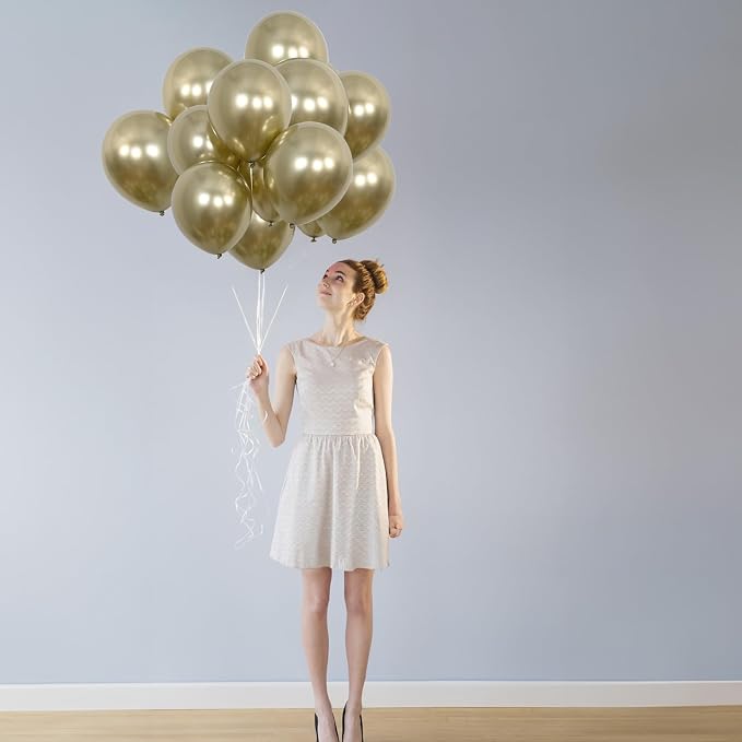 Jobkoo Metallic Gold Balloons, 12Inch Chrome Light Gold Balloons 30Pcs - Image 8