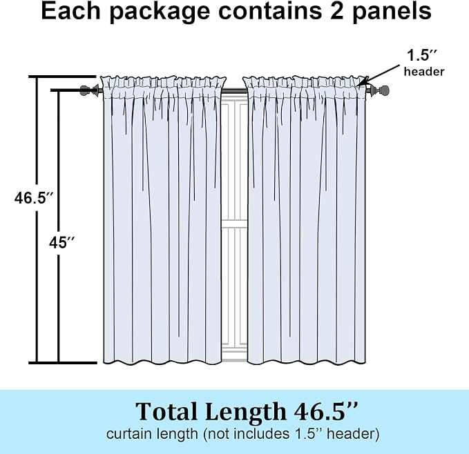 Simplebrand Grey Semi Sheer Curtains 45 Inch Length 2 Panels, Geometric - Image 7