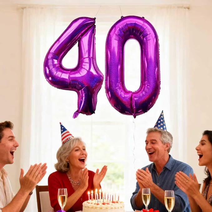 Laser Hot Pink Number 40 Balloons 40 Inch Giant Number Pink 40 Foil Mylar - Image 6