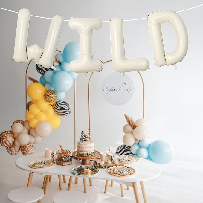Beige WILD Balloons for Wild One Party Decorations, 40 Inch Cream White Sand - Image 7