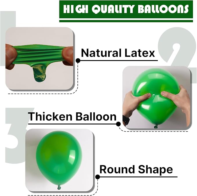 PartyWoo Green Balloons 100pcs Latex Helium Balloons 12 Inch | Birthday Baby - Image 7
