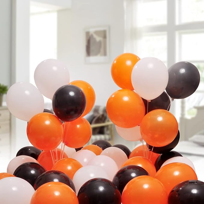 300 Pack White Black and Orange Balloons 100 of each of the 3 colors 12 inch - Image 6