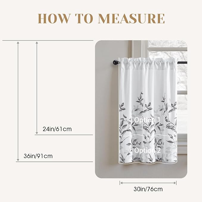 HOMEIDEAS Kitchen Curtains, Short Non-See-Through Privacy 30X24 Inch Length - Image 6