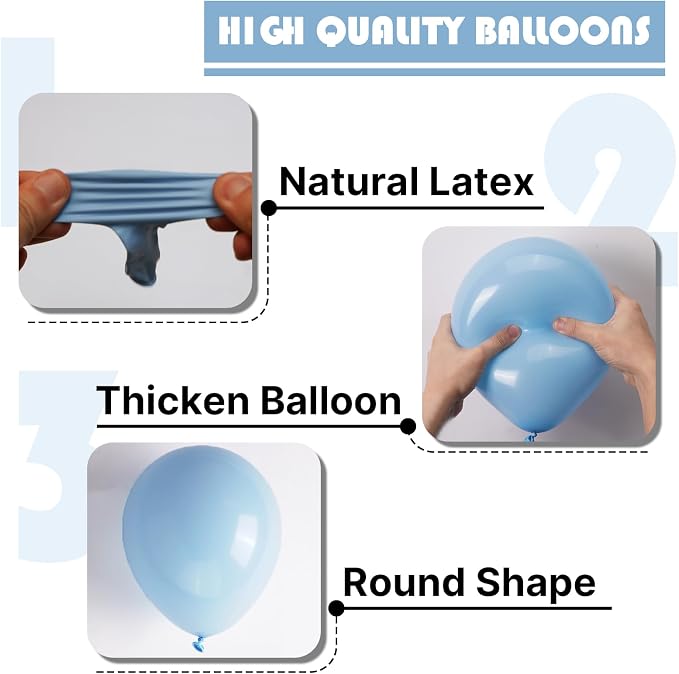 PartyWoo Light Blue Balloons 100pcs Different Sizes of 18 12 10 5 Inch Baby - Image 8