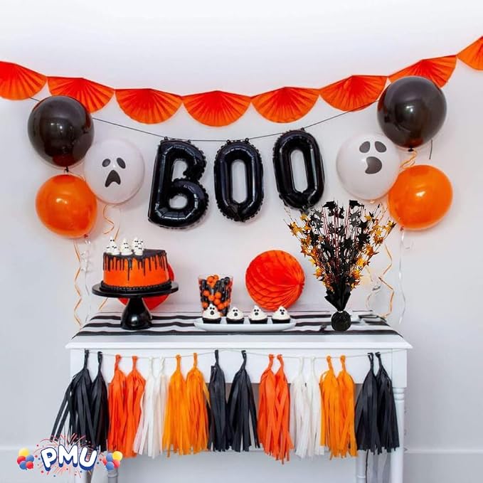 PMU Bursting Star Metallic Foil Spray Centerpiece- Metallic Black & Orange - Image 6