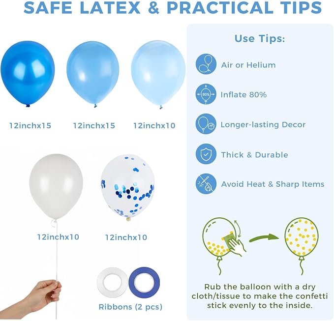 LovesTown 110PCS Latex Balloons 12inch Royal Blue Party Balloons Arch - Image 7