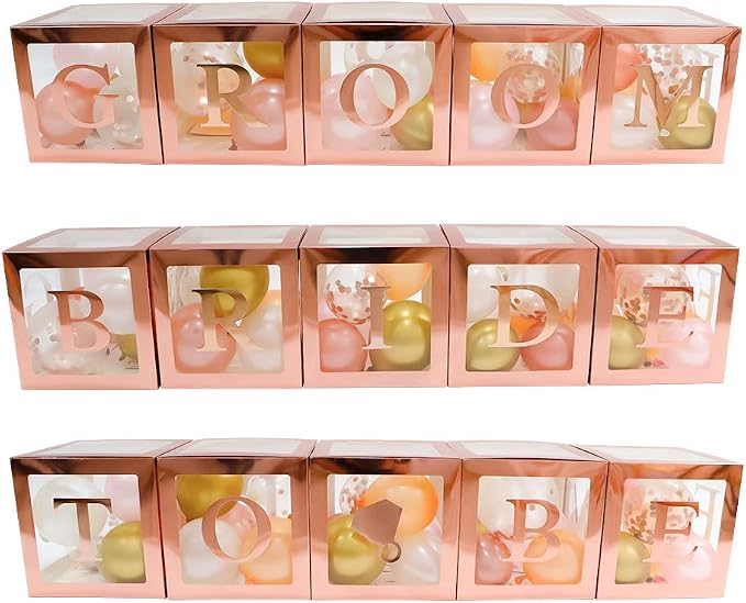 96 PC Bridal Shower Decorations Balloon Boxes Rose Gold - Image 7