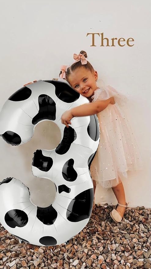 Cow Print Number 3 Balloon 40 inch, Cow Birthday Party Balloons Decorations | - Image 6