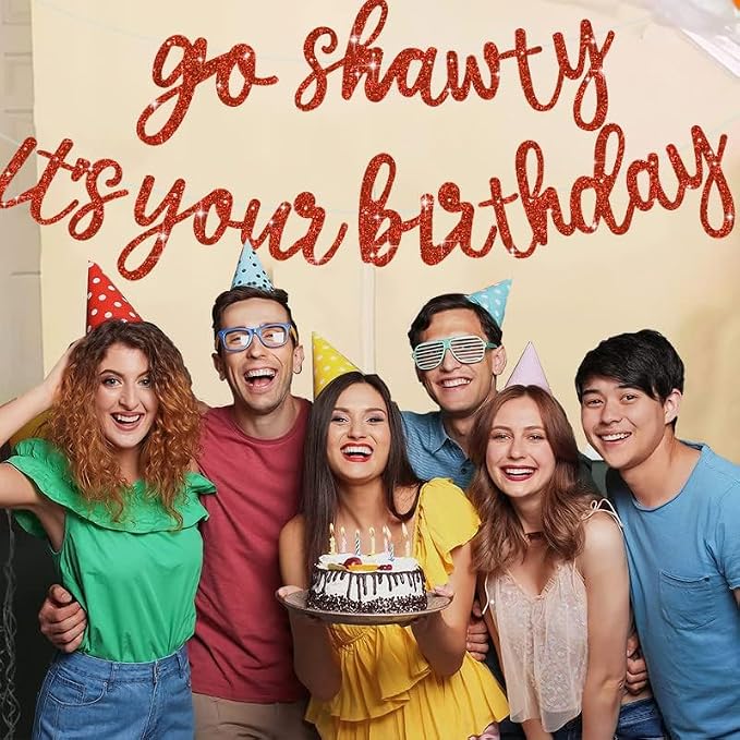 BEISHIDA Glitter Red Pre-Strung Go Shawty It's Your Birthday Banner Decor | NO - Image 6