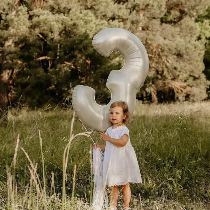 40 In Cream white Number Balloons Helium Foil Mylar Balloon Digital 16 | - Image 5