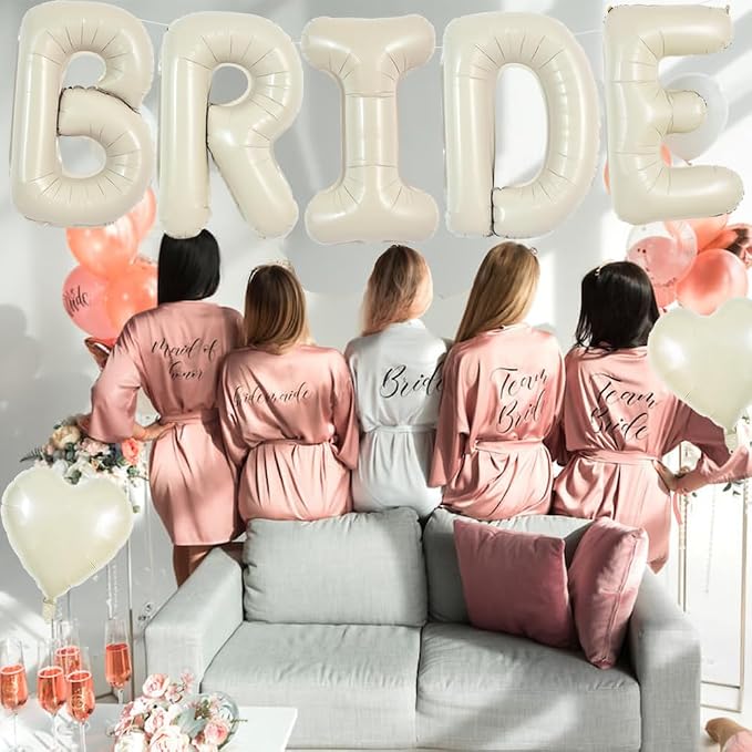 TONIFUL 40 Inch Large Cream White Bride Balloons, Giant Ivory Alphabet Big - Image 6