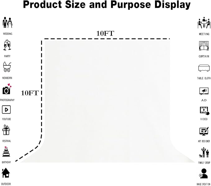 White Photography Backdrop for Photoshoot, Fabric 10x10ft | Polyester Studio - Image 8
