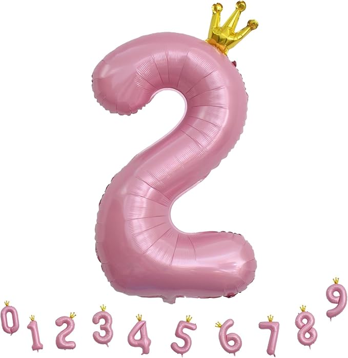 40 Inch 2nd Birthday Number Balloon, Pearl Pink Foil Giant Number Balloons 0-9 - Image 9