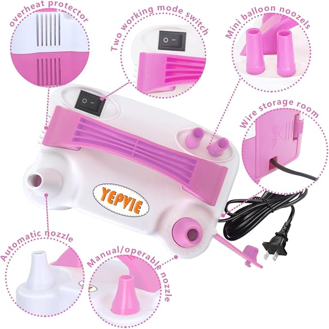 Electric Balloon Pump, Portable 2 Modes Balloon Blower Machine - Image 8