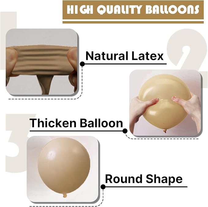 PartyWoo Light Brown Balloons 100pcs Nude Neutral Boho Tan Fall Color | 12 Inch - Image 8