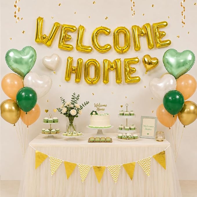 TONIFUL 16 Inch Gold Welcome Home Foil Letter Balloon Banner Decoration Kit | - Image 6