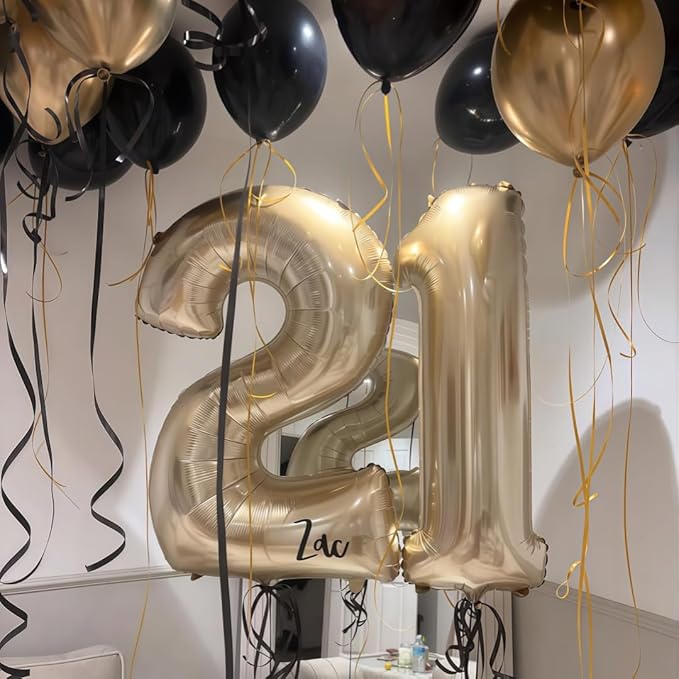 Champagne Gold 2 Balloon Number, 40 Inch Light Gold 2 Balloons Big Foil Mylar - Image 7