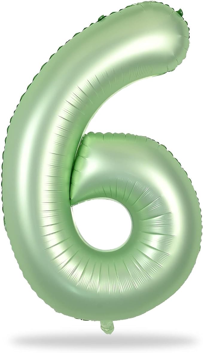 Sage Green Number 6 Balloons, 40 In Large Olive Green Number 6 Foil Helium - Image 8