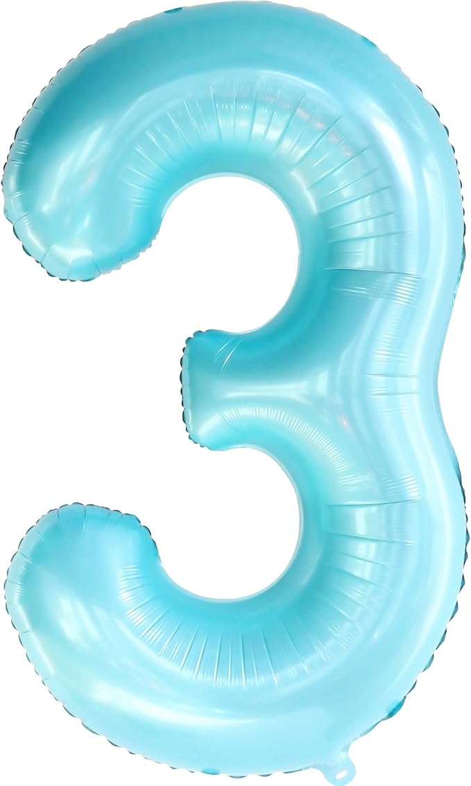 KatchOn Light Blue Number 3 Balloon 40 Inch | Blue 3 Balloon Number - Image 9