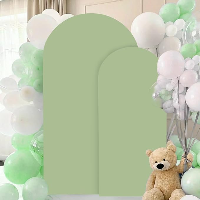 FANPROMS Wedding Arch Cover Set of 2 Sage Green Arch Backdrop Cover 6 7.2FT - Image 5