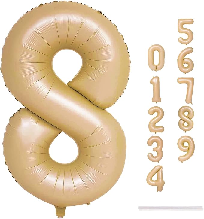 40 Inch Balloon Number 8 Nude, Large Apricot Foil Number Balloons Set 0-9 - Image 9